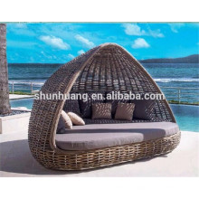 PE rattan sun bed outdoor lounger bed for beach furniture